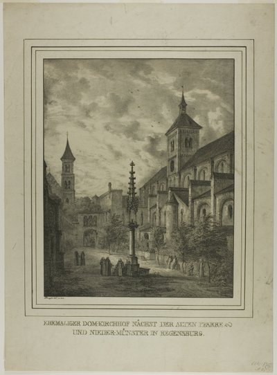 Voormalig domkerkhof bij de oude pastorie en het klooster in Regensberg door Domenico Quaglio