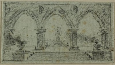 Portiek met gotische bogen door Domenico Quaglio