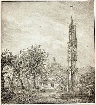 Ruïne van Godesberg met het zogenaamde Hoge Kruis van de Rijn door Domenico Quaglio