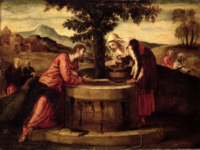 Christus en de vrouw van Samaria door Domenico Robusti Tintoretto