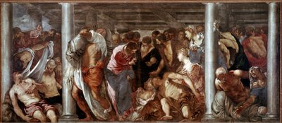 Christus hoort de verlamde (de probatische poel) door Domenico Robusti Tintoretto