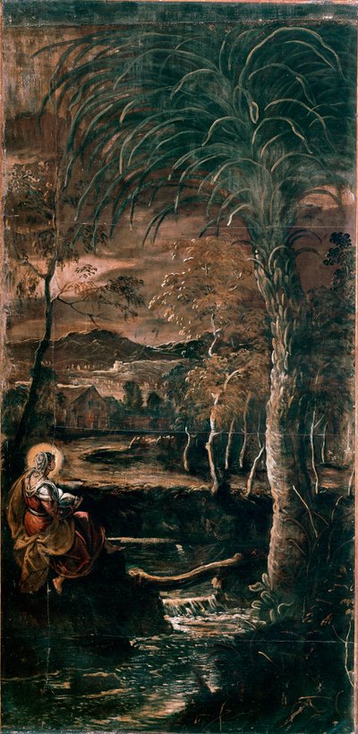 Sint Maria de Egyptische. Schilderij door Tintoretto (Jacopo Robusti) (1518-1594) 1583-1587. Scuola di San Rocco, Venetië door Domenico Robusti Tintoretto