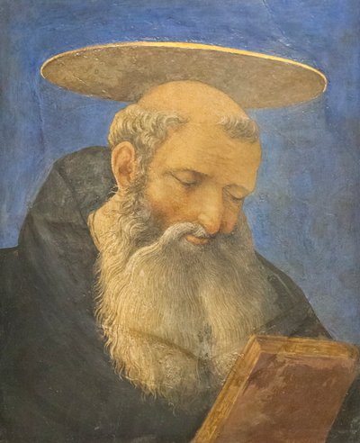 Hoofd van een getonsureerde, bebaarde heilige, ca. 1440-44 door Domenico Veneziano