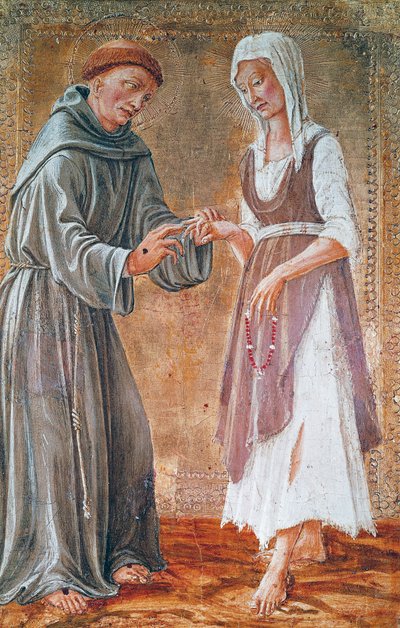 Sint Franciscus trouwt met armoede door Domenico Veneziano
