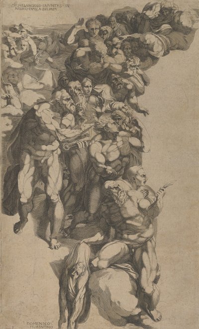 Groep van het Laatste Oordeel, St. Bartholomeus, St. Petrus en andere apostelen, 16e eeuw door Domenico del Barbiere