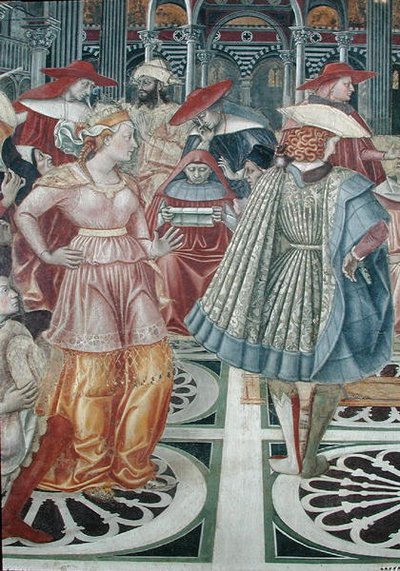 Paus Celestinus III verleent autonomie aan het ziekenhuis van Siena door Domenico di Bartolo