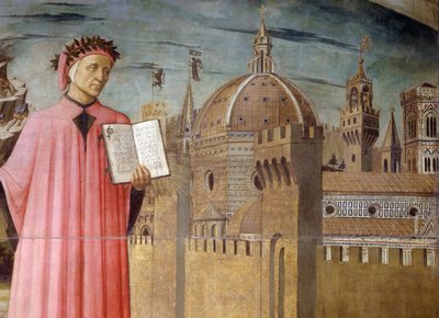 Portret van Dante Alighieri, Florence en de allegorie van de Goddelijke Komedie door Domenico di Michelino