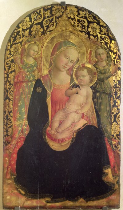 Madonna van Nederigheid met twee engelen, 1460 door Domenico di Michelino