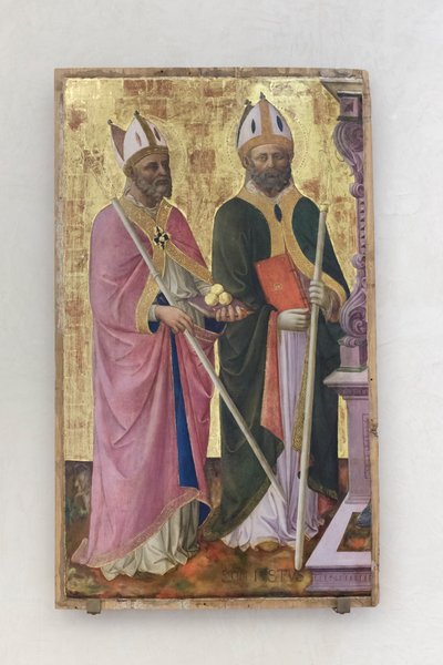 Heiligen Nicolaas en Justus, deel van het altaarstuk door Domenico di Michelino