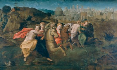 Ontsnapping van Clelia en de Romeinse maagden uit het kamp van Porsenna door Domenico di Pace Beccafumi  
