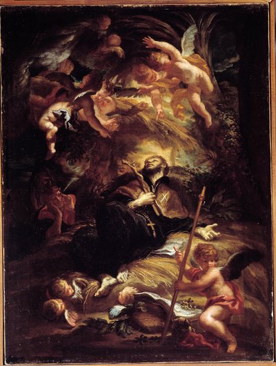 De dood van Sint Franciscus Xaverius (1506-1552), Spaanse jezuïetenmissionaris door Domenico the Elder Piola