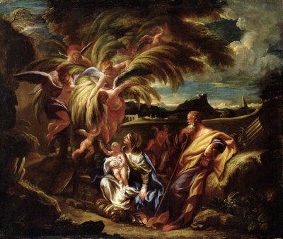 Rust tijdens de vlucht naar Egypte door Domenico the Elder Piola