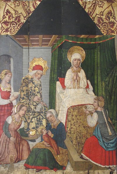 Paneel met de Geboorte van St. Johannes de Doper uit Retabel, 15e eeuw door Domingo Ram