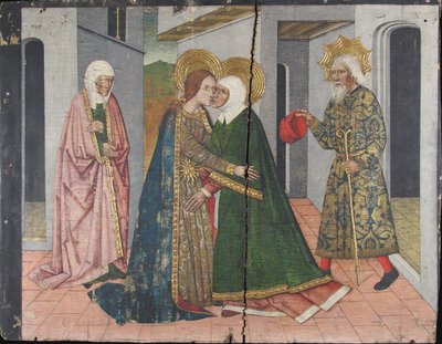 De Visitatie Paneel van het Sint-Jansretabel, 15e eeuw door Domingo Ram