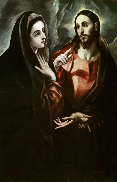 Christus neemt afscheid van zijn Moeder, ca. 1600 door Dominico El Greco
