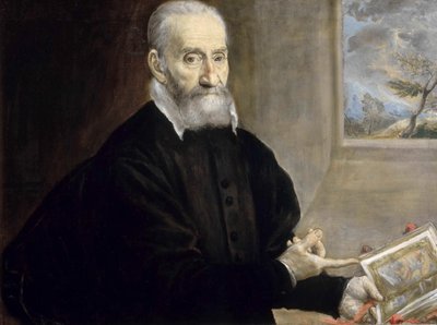 Portret van Giulio Clovio 1498-1578, ca. 1571. door Dominico El Greco