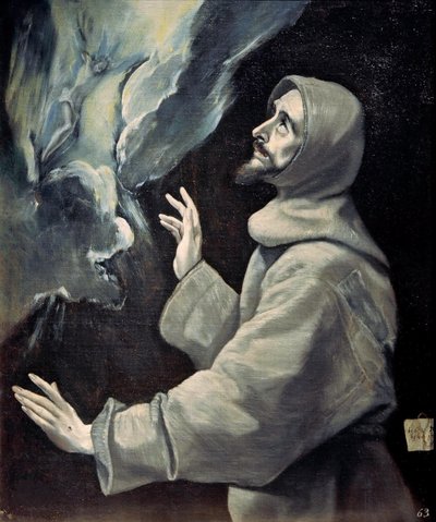 Sint Franciscus ontvangt de stigmata, ca. 1585-1590 door Dominico El Greco