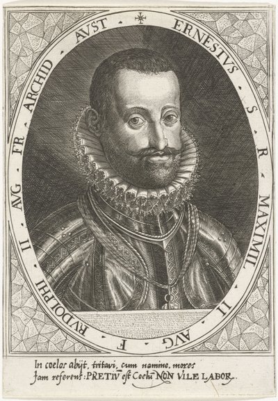 Portret van aartshertog Ernst van Oostenrijk 1553-1595, ca. 1595-1597 door Dominicus or Custodis Custos