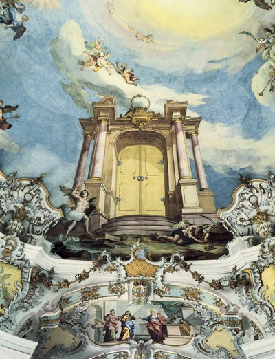 De deur van de eeuwigheid met de inscriptie Tempus non erit amplius door Dominikus Zimmermann