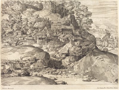 Landschap met een molen, ca. 1650 door Dominique Barriere