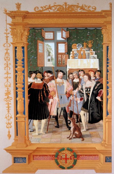 Etienne Leblanc presenteert aan Anne de Montmorency zijn vertaling van de redevoering van Cicero (1531) door Dominique Henri Guifard