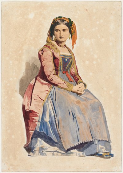 Zittende Italiaanse vrouw, 1800s door Dominique Louis Papety