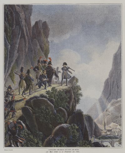 Napoleon onderzoekt Fort Bard, Italië, 23 mei 1800 door Dominique Vivant (after) Denon