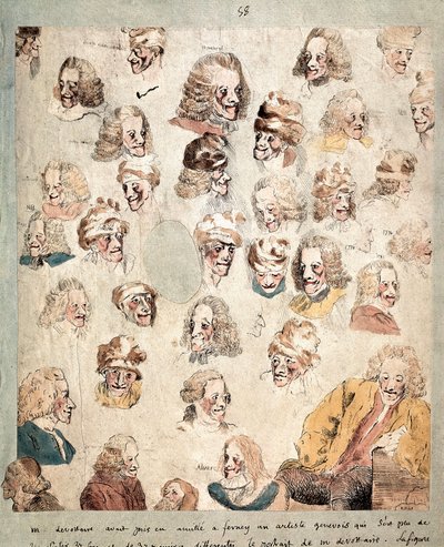 Verschillende gezichten in 30 hoofden van Voltaire door Dominique Vivant Denon