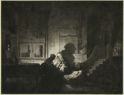 Interieur: twee vrouwen en een slapend kind door Dominique Vivant Denon