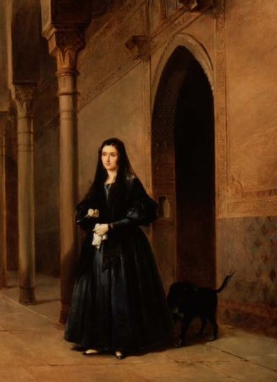 Dame in de Hof van het Alhambra door Don Jose Escasena