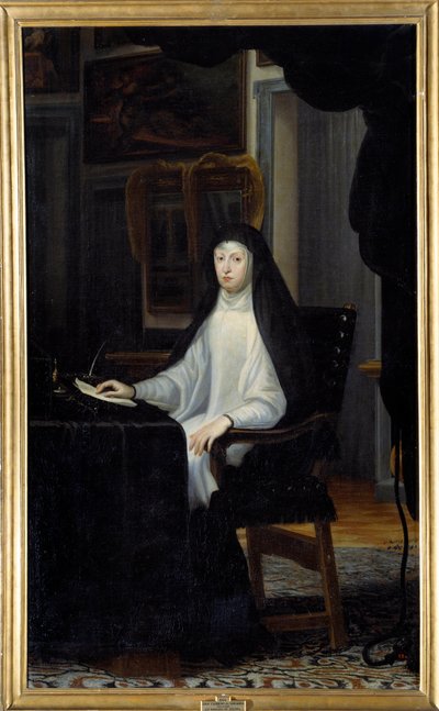 Portret van koningin Maria Anna van Oostenrijk in weduwe (1634 - 1696). Schilderij door Juan Carreño De Miranda (1614-1685) door Don Juan Carreno de Miranda