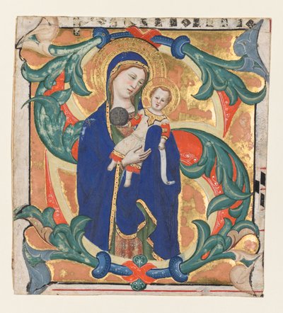 Initiaal S[alve sancta parens] uit een Graduale: Madonna en Kind door Don Silvestro dei Gherarducci