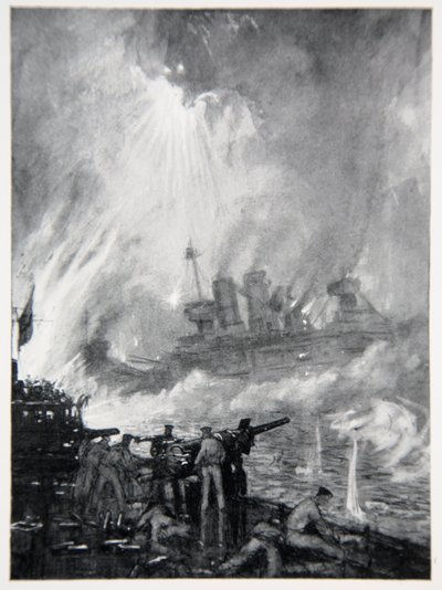 Vecht het Laatste Kanon: het Dappere Einde van H.M.S. Tiperrary bij Jutland, illustratie uit 