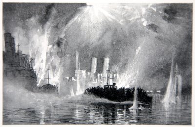 Motorlanceringen redden bemanningen van de blokkadeschepen bij Zeebrugge, illustratie uit 