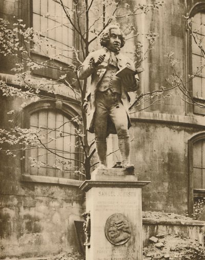 Dr. Johnson op zijn voetstuk, vanwaar hij Fleet Street kan zien, c1935 door Donald McLeish