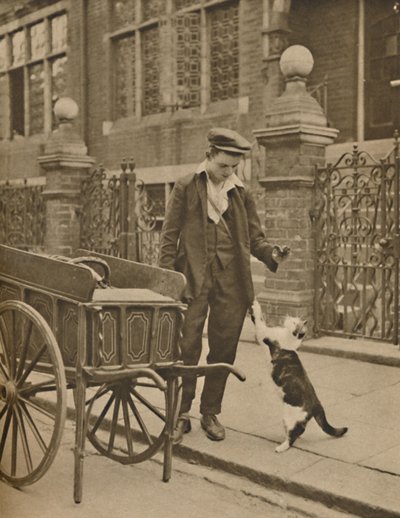 Een van de best gevestigde beroepen: Een klant en de kattenvleesman, ca. 1935 door Donald McLeish