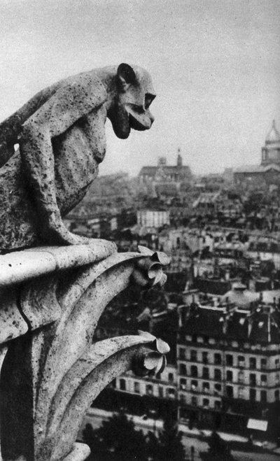 Stenen demon, Notre Dame, Parijs, Frankrijk, jaren 1930 door Donald McLeish