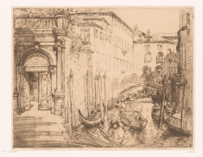 Gezicht in Venetië 1911 (Het witte paleis) door Donald Shaw MacLaughlan (signed by artist)