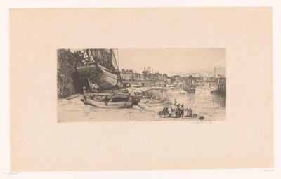 Havengezicht te Boulogne-sur-Mer door Donald Shaw MacLaughlan (signed by artist)