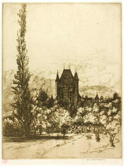 Een kasteel in Thun, Zwitserland door Donald Shaw MacLaughlan