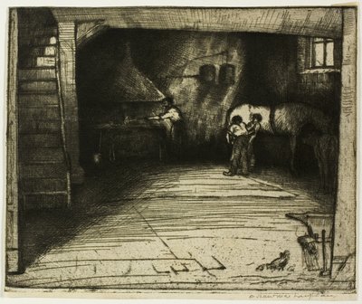 Smederij met het witte paard door Donald Shaw MacLaughlan