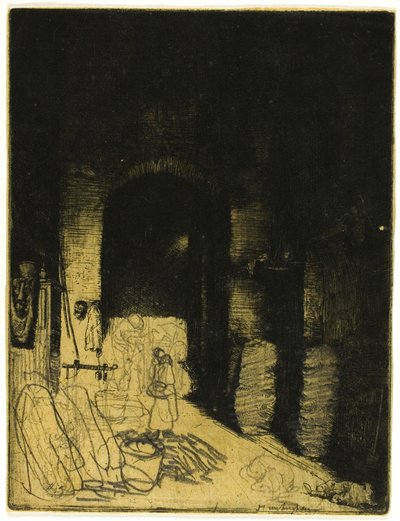 Interieur van een houtskoolwinkel, Florence door Donald Shaw MacLaughlan