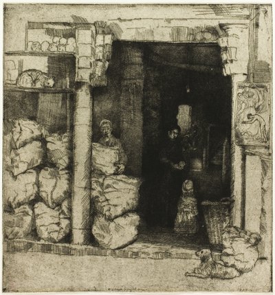 Interieur van een kolenwinkel door Donald Shaw MacLaughlan