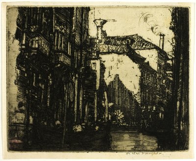 Het donkere kanaal, Venetië door Donald Shaw MacLaughlan