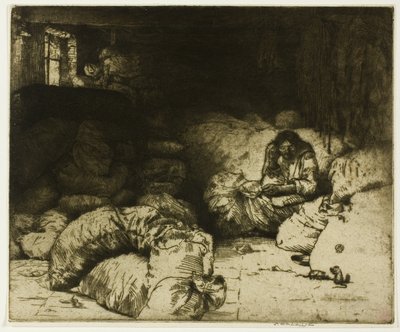 De slapende voddenverkoper door Donald Shaw MacLaughlan