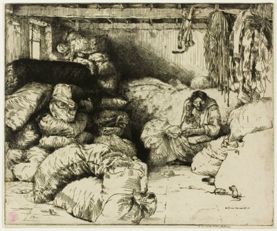 De slapende voddenverkoper door Donald Shaw MacLaughlan