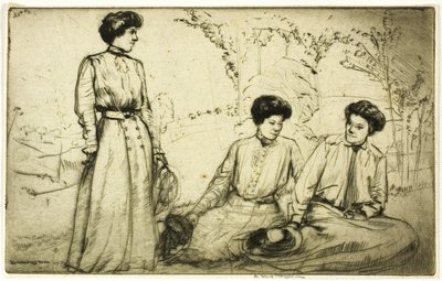 Drie meisjes door Donald Shaw MacLaughlan