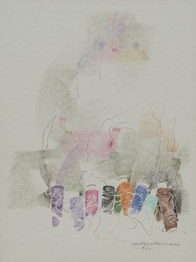 Draden, 2000 (kleurpotloden op papier) door Donatella Merlo