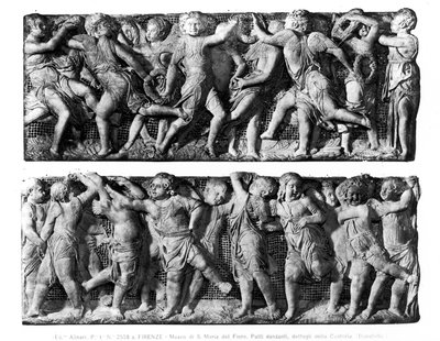 Dansende Putti Paneel, van de Cantoria, van de Zanggalerij van de Duomo (marmer) door Donatello