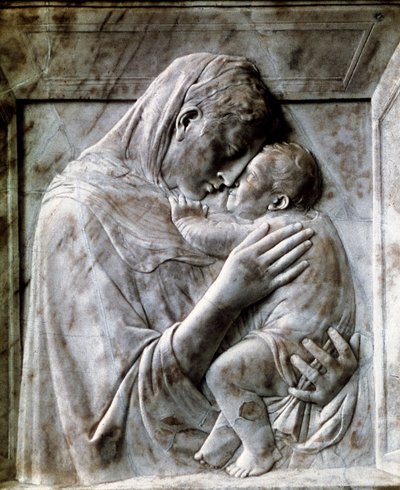 Piazzi Madonna Maagd en Kind, 1420-1430s door Donatello